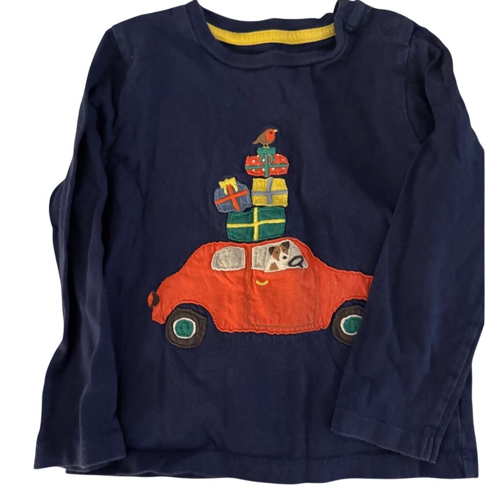 Mini Boden Christmas car applique shirt size 3-4